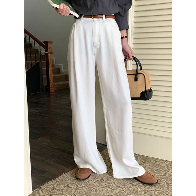 MORNINDEW-Mid Waist Wide Leg Jeans