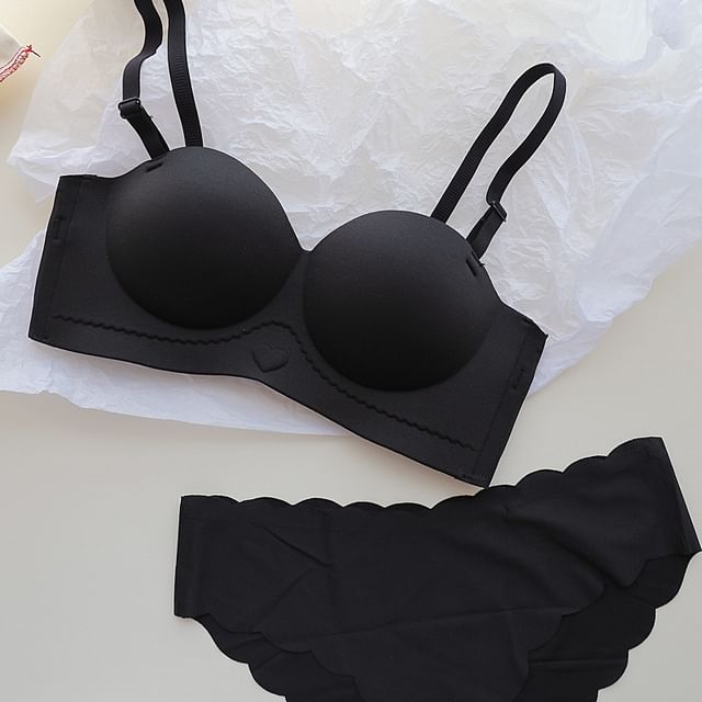 Wildery-Plain Wireless Bra Panty Set