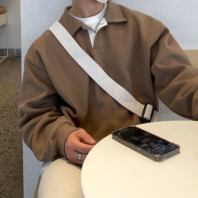 Okwano-Long-Sleeve Polo-Neck Sweatshirt
