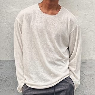 Okwano-Long-Sleeve Crew Neck Plain Knit Top