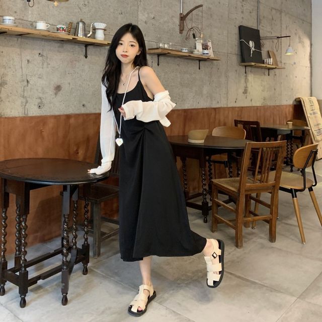 green emerald velvet dress Dewlily Summer Dress Korean Fashion Teens 20s 30s Cute Leg-lengthening Date Gathered Tiered Ruffled Sleeves Casual Pretty A-Line