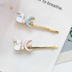 Yambo - Faux Pearl Rabbit & Moon Hair Pin Yambo - Faux Pearl Rabbit & Moon Hair Pin
