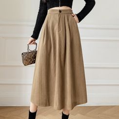 CIRCE - High Waist Corduroy Midi Skirt