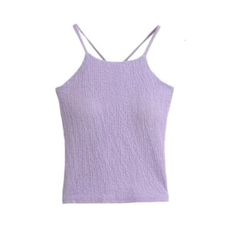 Faiar-Plain Padded Open Back Crop Camisole Top