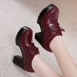 Freesia-Platform Block Heel Lace Up Pumps