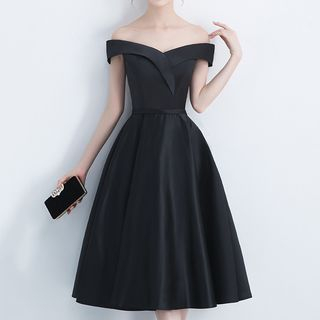 navy blue dress for baby girl Strapless A Line Midi Dress White main image 0