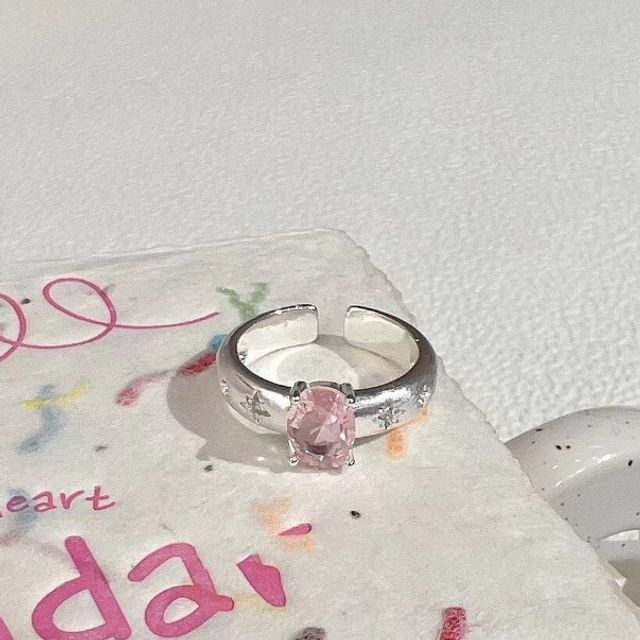 Seirios-Rhinestone Alloy Open Ring