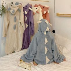 Guajillo - Dinosaur Coral Fleece Hoodie Pajama Dress Guajillo - Dinosaur Coral Fleece Hoodie Pajama Dress