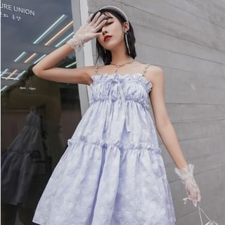 Arabesquito-Chain Strap Ruffled A-Line Dress
