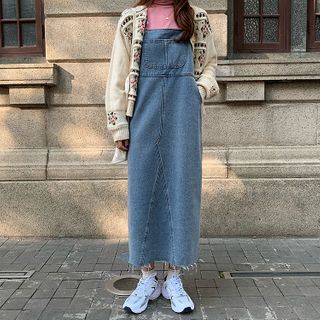 Serendipitous - Midi A-Line Denim Overall Dress | YesStyle