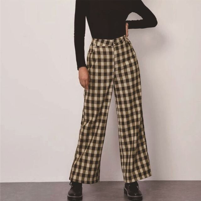 wide leg gingham pants