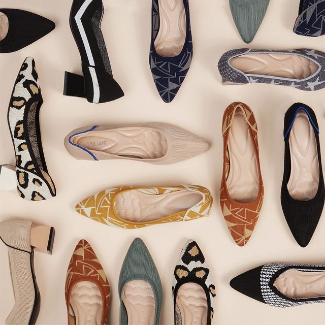 FRAISO-Block-Heel Pointed Knit Pumps
