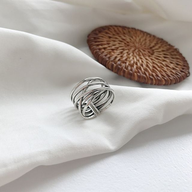 Forainer-Layered Sterling Silver Open Ring
