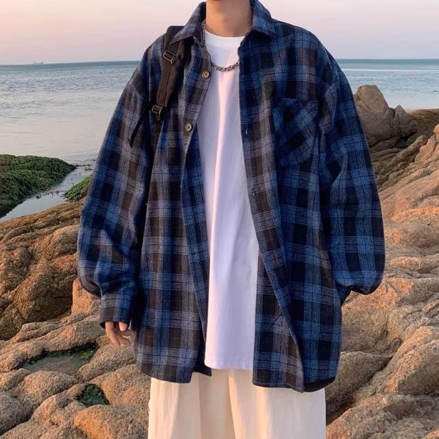 Diphon-Long-Sleeve Plaid Shirt