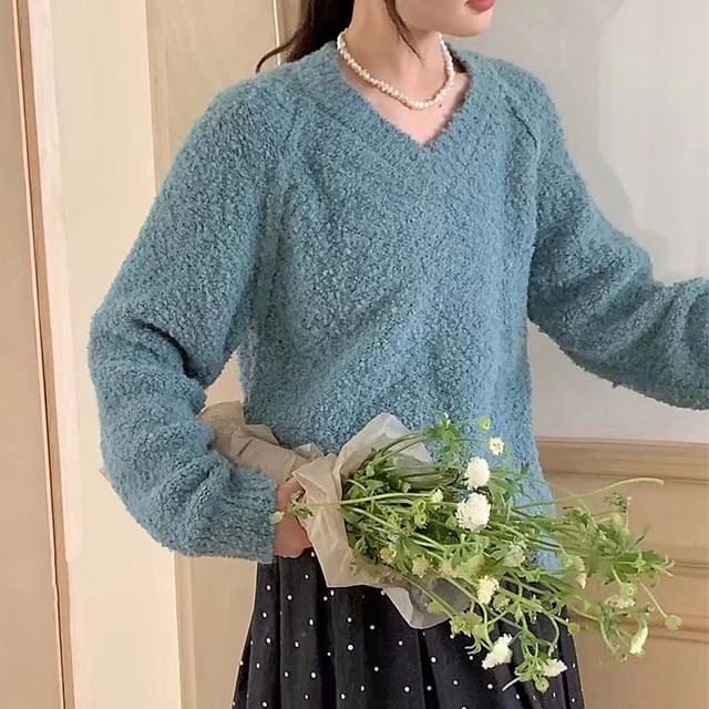 FR-V-Neck Plain Sweater