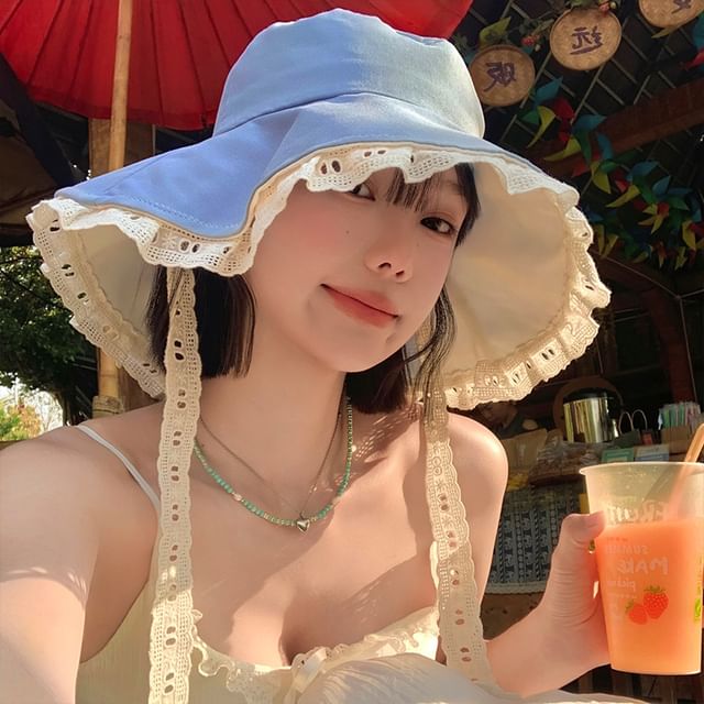Sparktage-Lace Trim Sun Hat