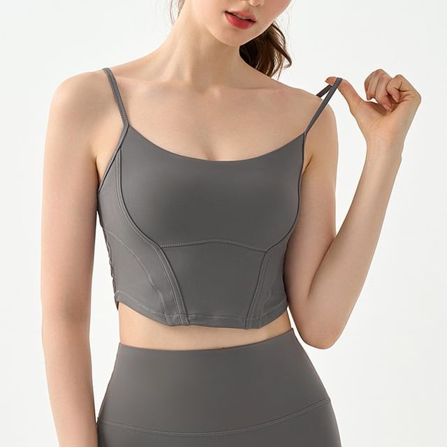 femmal-Plain Sport Cropped Camisole Top