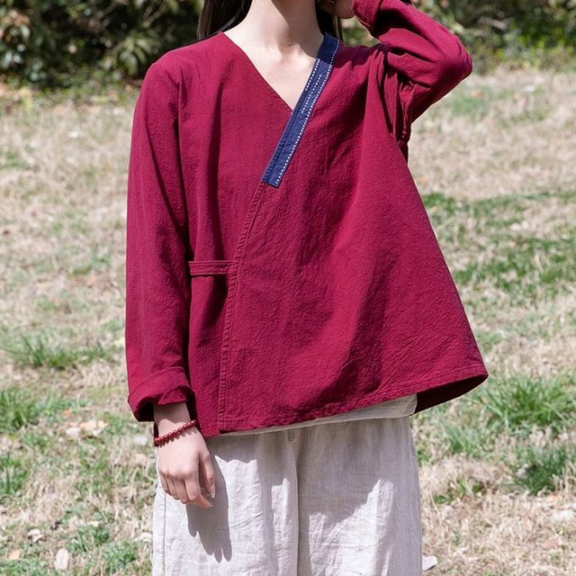 Lady Jean-Long-Sleeve Cheongsam Top