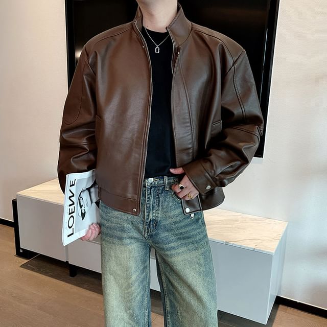 Patow-Faux Leather Zip Jacket