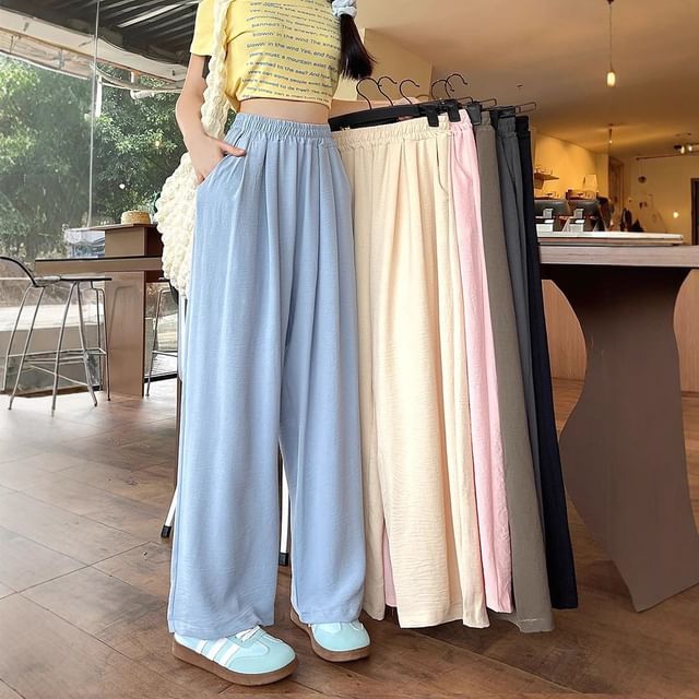 Cloud Nine-High Waist Plain Wide Leg Pants