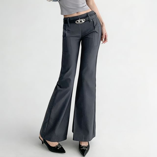 Shira-Mid Waist Plain Flared Suit Pants