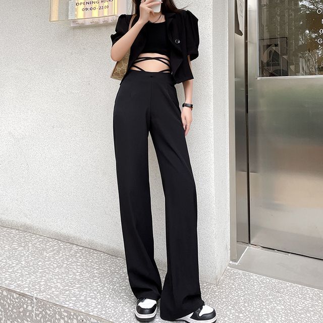 wide leg high waisted dress pants women Wide Leg High Waist Dress Pants main image 1