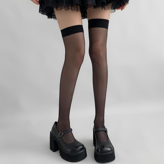 Desperim-Plain Sheer Stockings