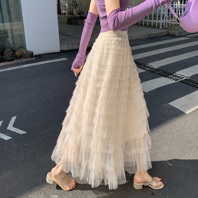 Juuri-High Rise Maxi Tiered Skirt