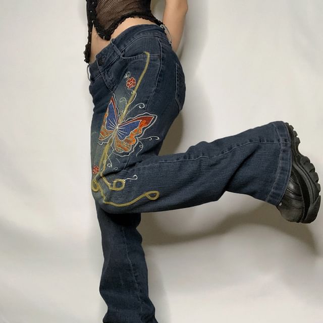 Sexy Bootcut Floral Jeans
