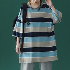 Gurun Vani - Elbow-Sleeve Striped T-Shirt