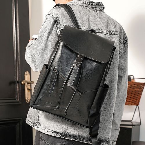 Faux leather drawstring backpack online