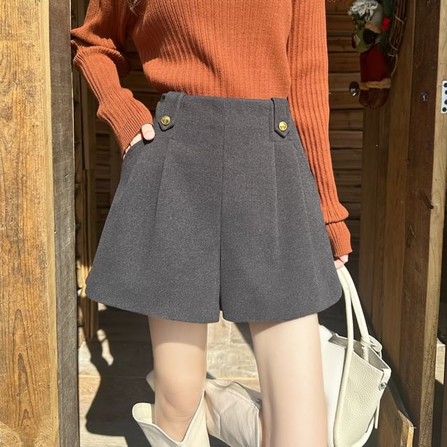 Magimomo-High Waist Plain Shorts