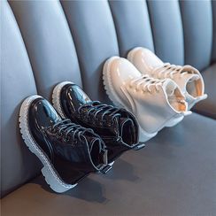 Doradas - Kids Faux-Leather Patent Lace-Up Short Boots Doradas - Kids Faux-Leather Patent Lace-Up Short Boots