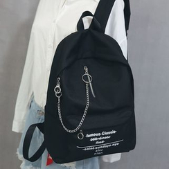 Little Days - Chain Detail Lettering Canvas Backpack Little Days - Chain Detail Lettering Canvas Backpack