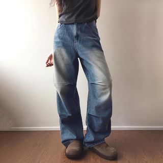 Trisica High Waist Washed Wide Leg Jeans