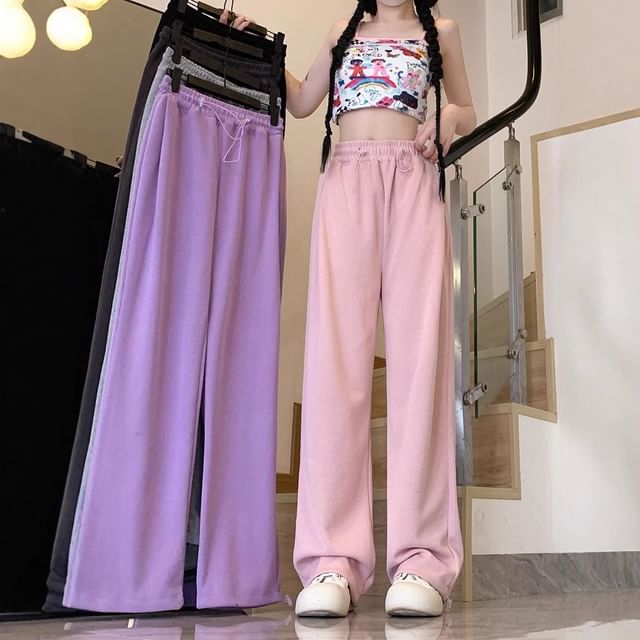 Cloud Nine-Drawstring Waist Wide Leg Sweatpants