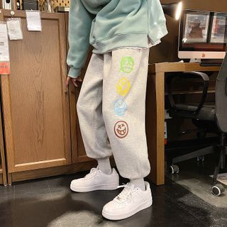 Andrei Smiley Face Print Sweatpants YesStyle