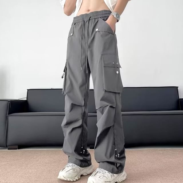 farrahces-Mid Rise Plain Cargo Pants