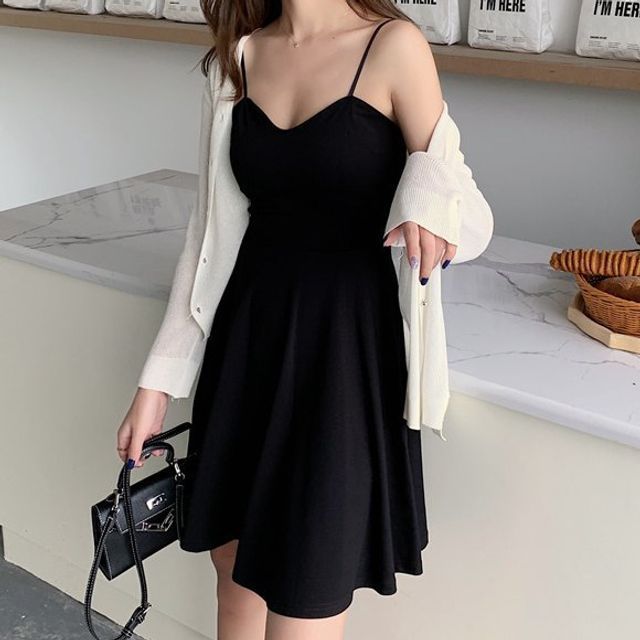 chinese dress ladies Strappy Square Neck Flared A-line Dress  TRACY COUTURE