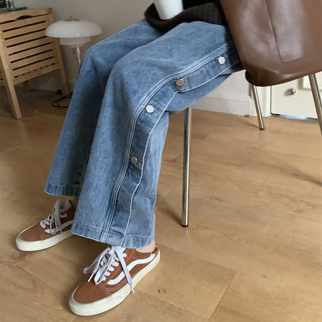 Everose-Button-Up Straight Leg Jeans