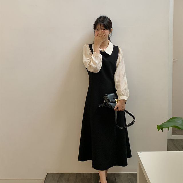 CHERRYKOKO - Flared Long Jumper Dress | YesStyle