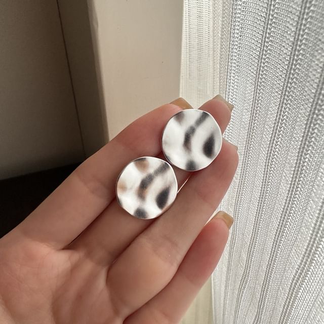 Seirios-Textured Disc Alloy Stud Earring