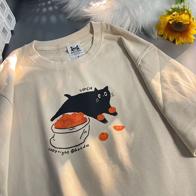 OSIGRANDI - Short-Sleeve Cat Print T-Shirt | YesStyle