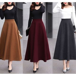Lewwe - Plain Maxi A-Line Skirt | YesStyle