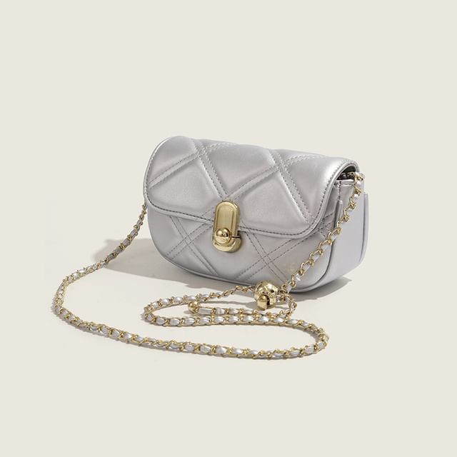 Indenis-Chain Strap Quilted Flap Crossbody Bag