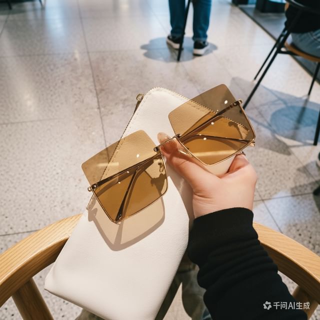 iLANURA-Square Half Metal Frame Sunglasses