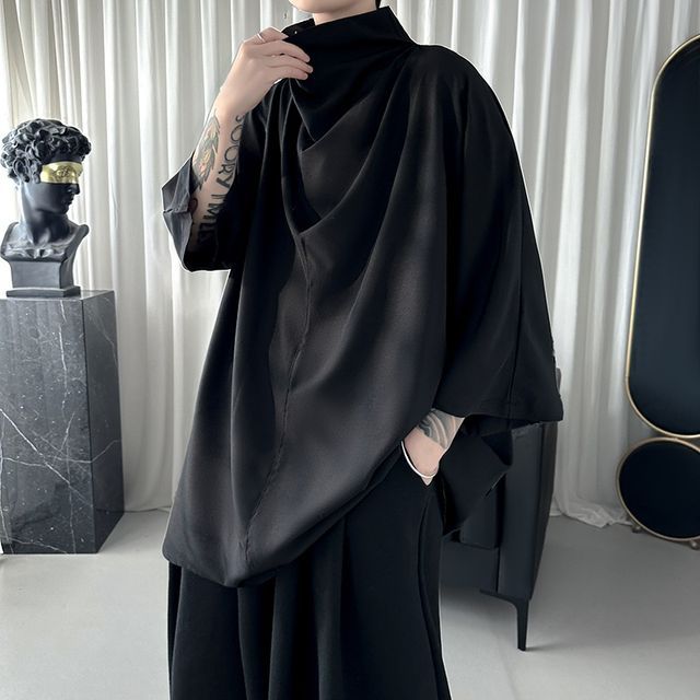 Koiyua-34-Sleeve Stand Collar Plain Top