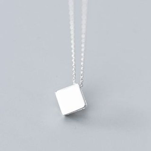 sterling silver square pendant necklace