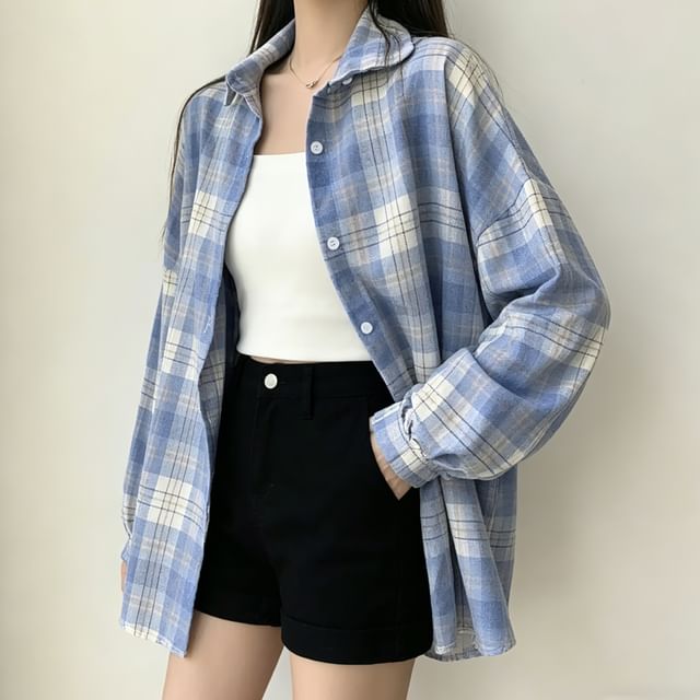 Sisyphi-Long-Sleeve Plaid Shirt