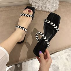 Crystella - Block Heel Slide Sandals Crystella - Block Heel Slide Sandals